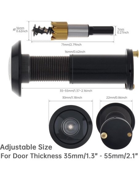 Mirilla de puerta HOJLKLD 200 con broca de titanio 16 mm