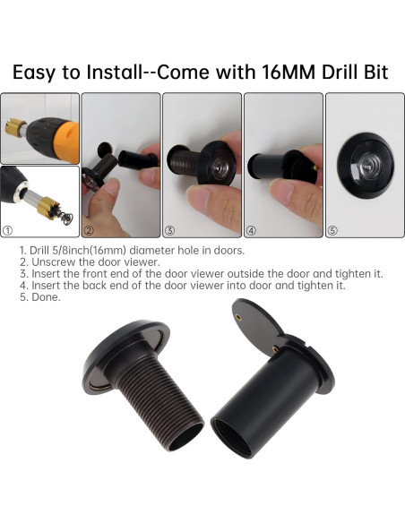 Mirilla de puerta HOJLKLD 200 con broca de titanio 16 mm