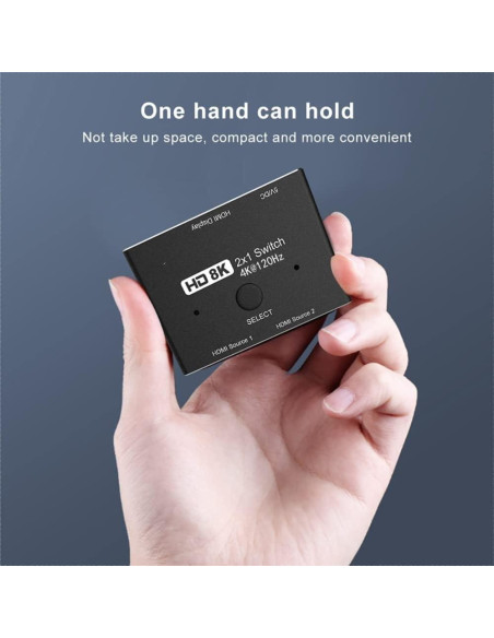 Interruptor HDMI 8K CableDeconn 2in1 48Gbps 4K@120Hz