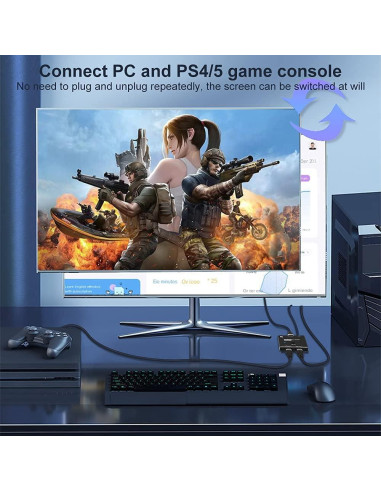 Interruptor HDMI 8K CableDeconn 2in1 48Gbps 4K@120Hz