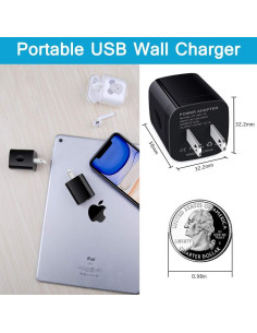 Cargador de Pared USB Doble 2.1A Negro - 3 Piezas HopePow 2