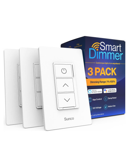 Interruptor de Atenuación Inteligente Sunco 3 Pack WiFi 80W