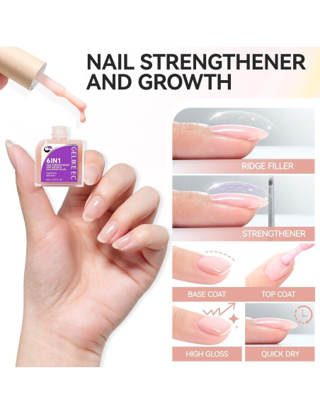 Endurecedor de Uñas Gelike 6 en 1 Natural Extra Fuerte 40g