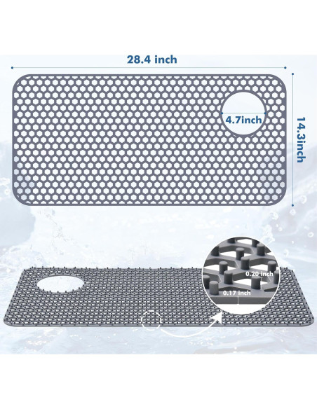 Alfombrilla de Fregadero de Silicona Bestjing 72.1x36.3cm Gris