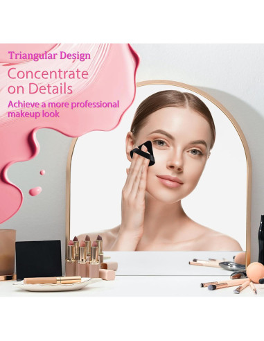 Esponja de Maquillaje Triangular JOLY - 4 Pcs Negro, Precisión y Reutilizable