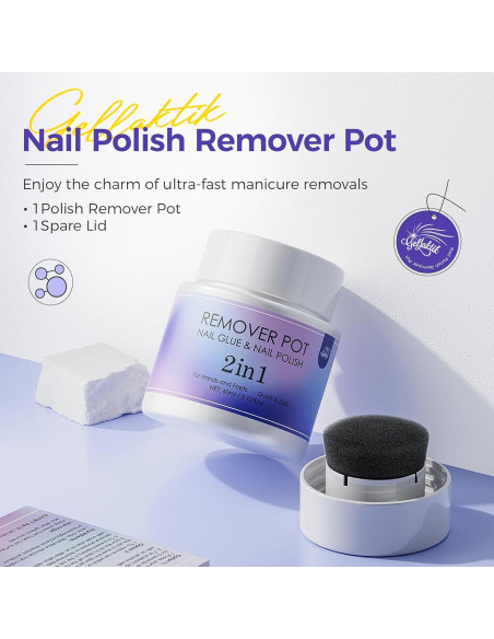 Removedor de Esmalte de Uñas GELLAKTIK 60ml con Esponja