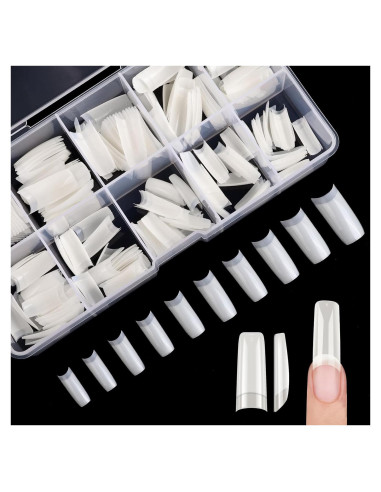 Puntas de Uñas Acrílicas SAVILAND - 10 Tamaños Naturales Cuadrados