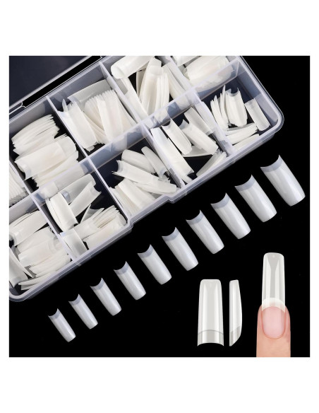 Puntas de Uñas Acrílicas SAVILAND - 10 Tamaños Naturales Cuadrados