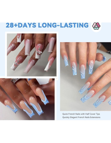 Puntas de Uñas Acrílicas SAVILAND - 10 Tamaños Naturales Cuadrados