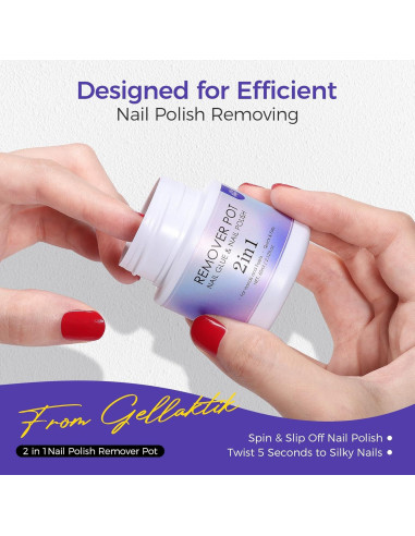 Removedor de Esmalte de Uñas GELLAKTIK 60ml con Esponja