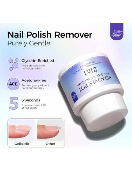 Removedor de Esmalte de Uñas GELLAKTIK 60ml con Esponja