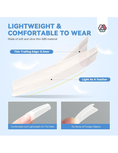 Puntas de Uñas Acrílicas SAVILAND - 10 Tamaños Naturales Cuadrados