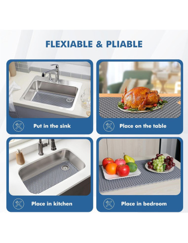 Alfombrilla de Fregadero de Silicona Bestjing 72.1x36.3cm Gris