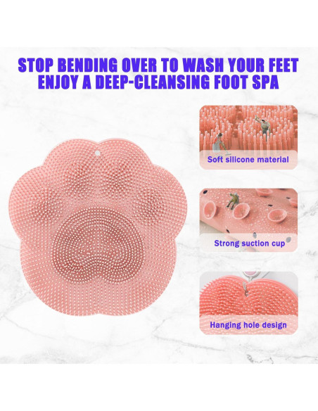 Alfombrilla de Fregado para Pies Orvifuly Rosa 30x30cm Silicona