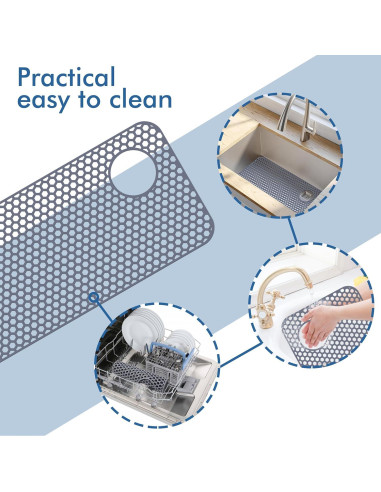 Alfombrilla de Fregadero de Silicona Bestjing 72.1x36.3cm Gris