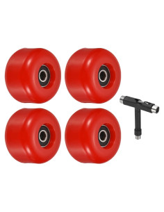 Ruedas de Patineta PATIKIL 54mm 85A Rojo + Rodamientos ABEC-9