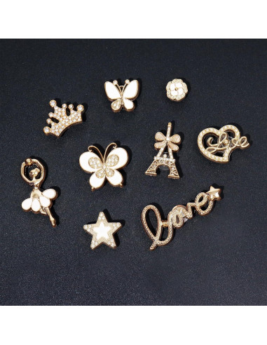 20 Piezas Charms para Zapatos Bling con Perlas y Flores