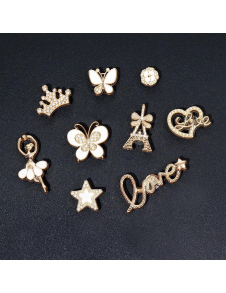 20 Piezas Charms para Zapatos Bling con Perlas y Flores