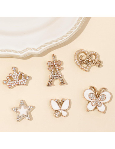 20 Piezas Charms para Zapatos Bling con Perlas y Flores