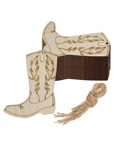 20 Recortes de Madera en Forma de Botas Creaides 10x8 cm