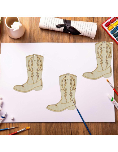 20 Recortes de Madera en Forma de Botas Creaides 10x8 cm