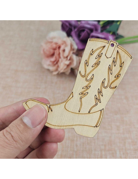 20 Recortes de Madera en Forma de Botas Creaides 10x8 cm