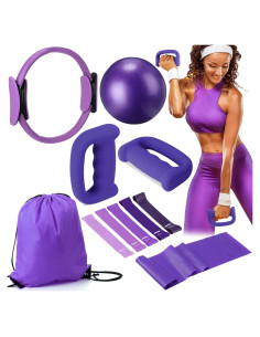 Conjunto de Pilates Poen 10 Piezas con Mancuernas y Bandas