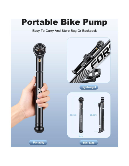 Bomba de Aire para Bicicleta POWVINE 300PSI Portátil