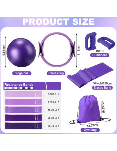 Conjunto de Pilates Poen 10 Piezas con Mancuernas y Bandas 2