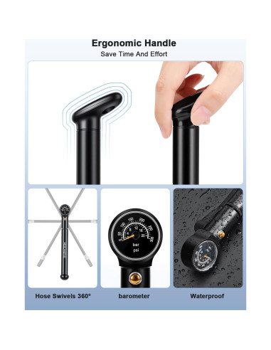 Bomba de Aire para Bicicleta POWVINE 300PSI Portátil