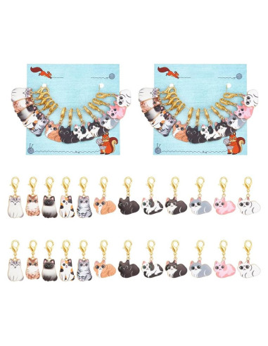 Marcadores de Puntos de Costura NBEADS 24 Pcs Gato Esmalte
