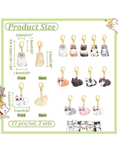 Marcadores de Puntos de Costura NBEADS 24 Pcs Gato Esmalte