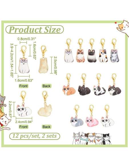 Marcadores de Puntos de Costura NBEADS 24 Pcs Gato Esmalte
