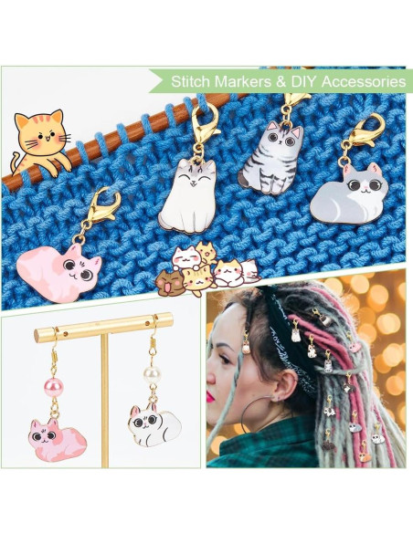 Marcadores de Puntos de Costura NBEADS 24 Pcs Gato Esmalte