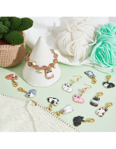 Marcadores de Puntos de Costura NBEADS 24 Pcs Gato Esmalte