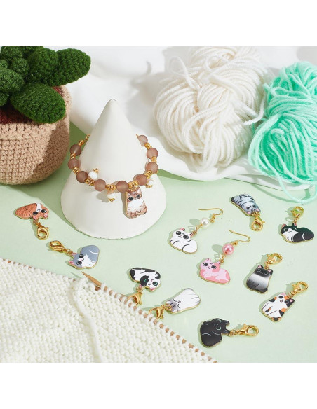 Marcadores de Puntos de Costura NBEADS 24 Pcs Gato Esmalte