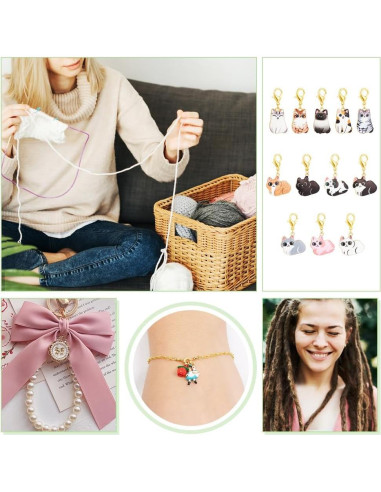 Marcadores de Puntos de Costura NBEADS 24 Pcs Gato Esmalte