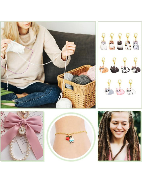 Marcadores de Puntos de Costura NBEADS 24 Pcs Gato Esmalte