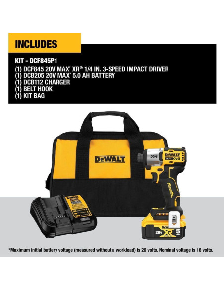 Destornillador de Impacto DEWALT 20V MAX 3 Velocidades