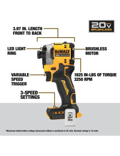 Destornillador Impacto DEWALT Atomic 20V 1/4" 3 Velocidades 2