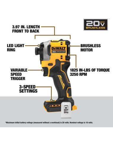 Destornillador Impacto DEWALT Atomic 20V 1/4" 3 Velocidades