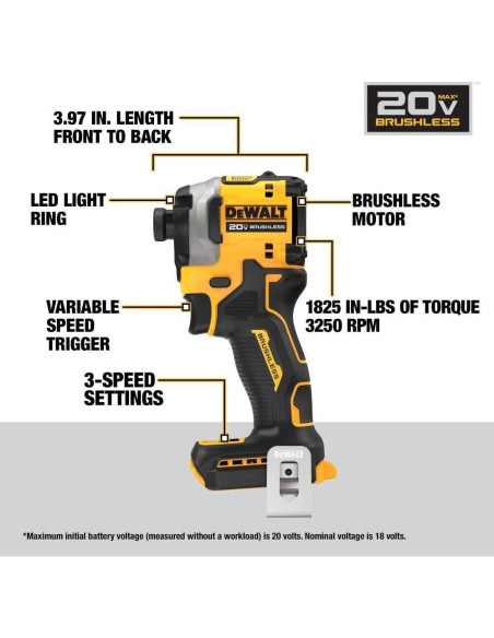 Destornillador Impacto DEWALT Atomic 20V 1/4" 3 Velocidades