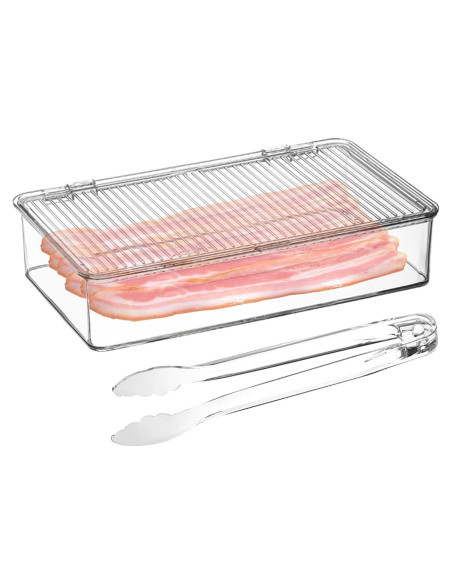 Contenedor de Tocino Wensdr con Pinzas y Tapa 27.4x15.7cm