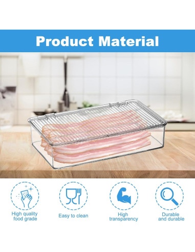 Contenedor de Tocino Wensdr con Pinzas y Tapa 27.4x15.7cm