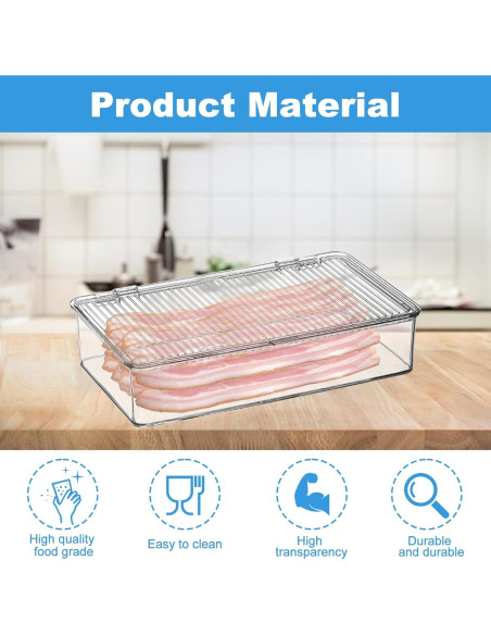 Contenedor de Tocino Wensdr con Pinzas y Tapa 27.4x15.7cm