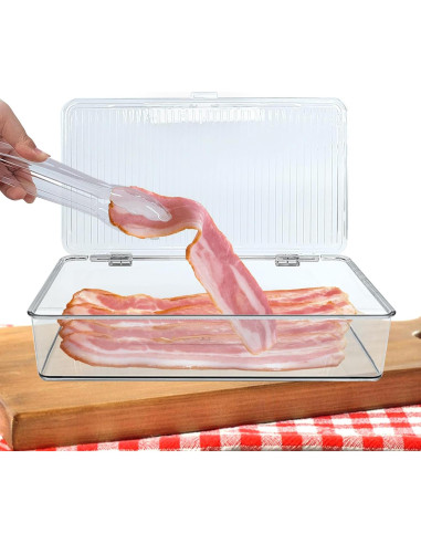 Contenedor de Tocino Wensdr con Pinzas y Tapa 27.4x15.7cm