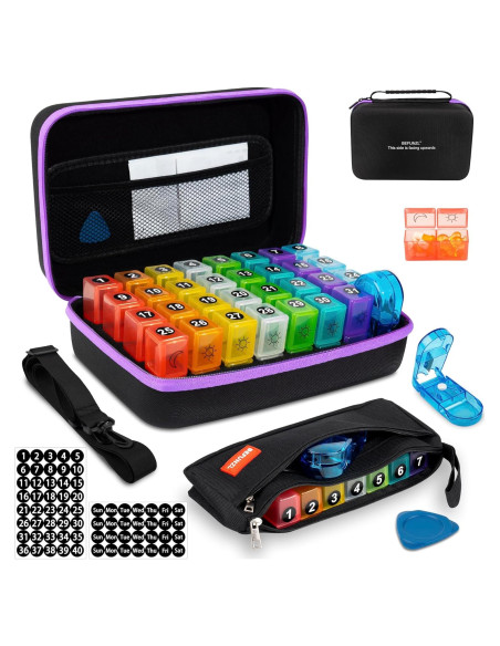 Organizador de Pastillas Mensual BEFUNZL 31 Días Púrpura 2 Veces al Día