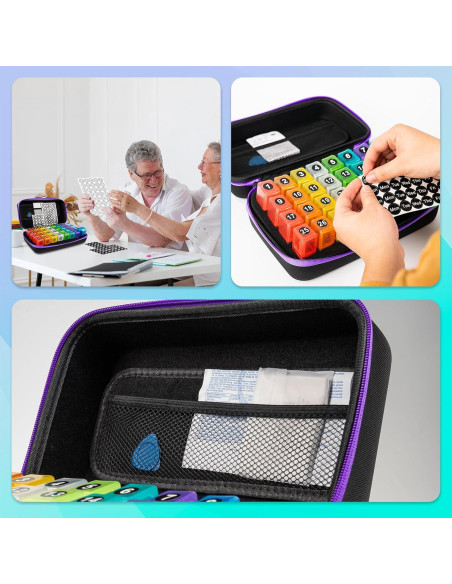 Organizador de Pastillas Mensual BEFUNZL 31 Días Púrpura 2 Veces al Día