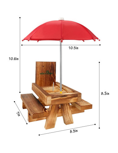 Comedero para Ardillas MIXXIDEA con Paraguas y Mesa de Picnic