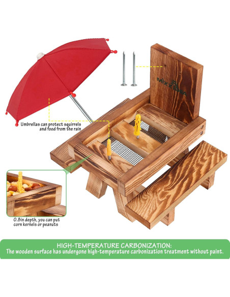 Comedero para Ardillas MIXXIDEA con Paraguas y Mesa de Picnic
